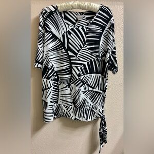 Chico's Black and White Tropical Print Top